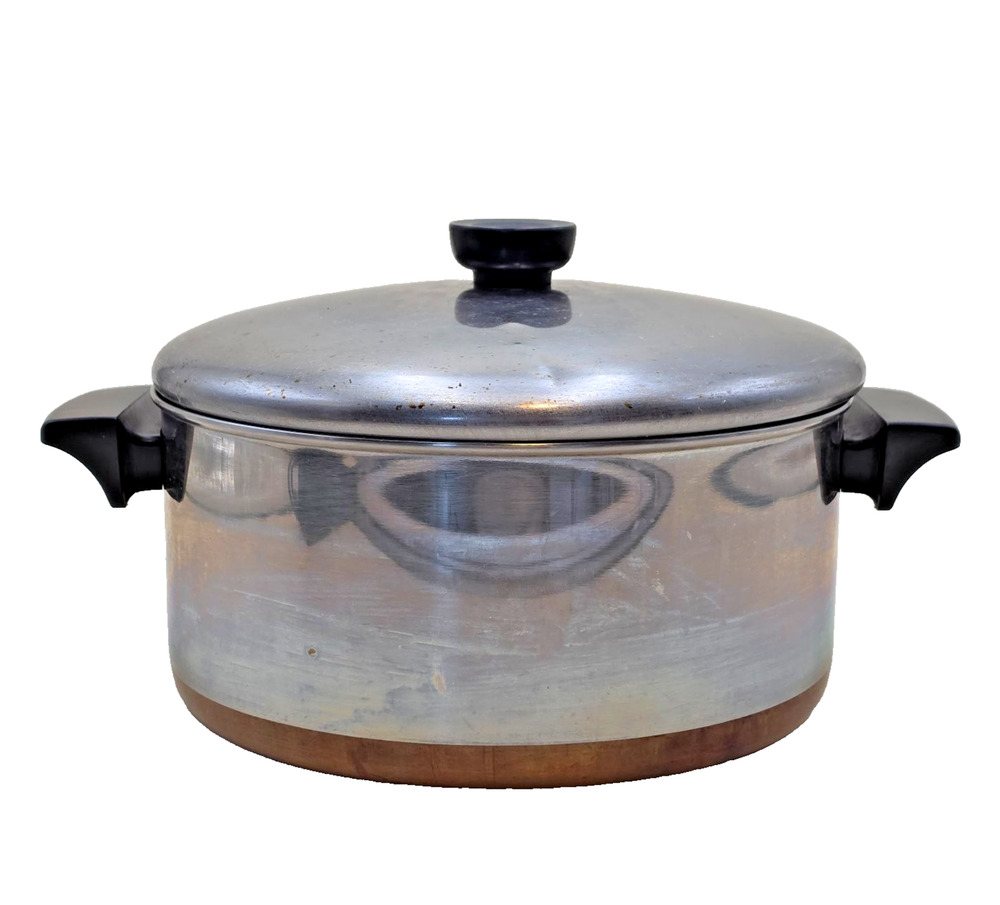 1801 Revere Ware 4 1/2 Quart -98 C Stockpot Copper Bottom Stainless Steel USA